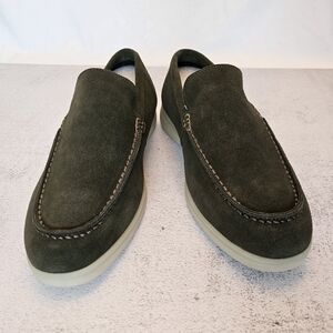 🍁NIB Size 7 Olive Green Moc-Toe Venetian Suede Loafers Snover Crafted in Canada